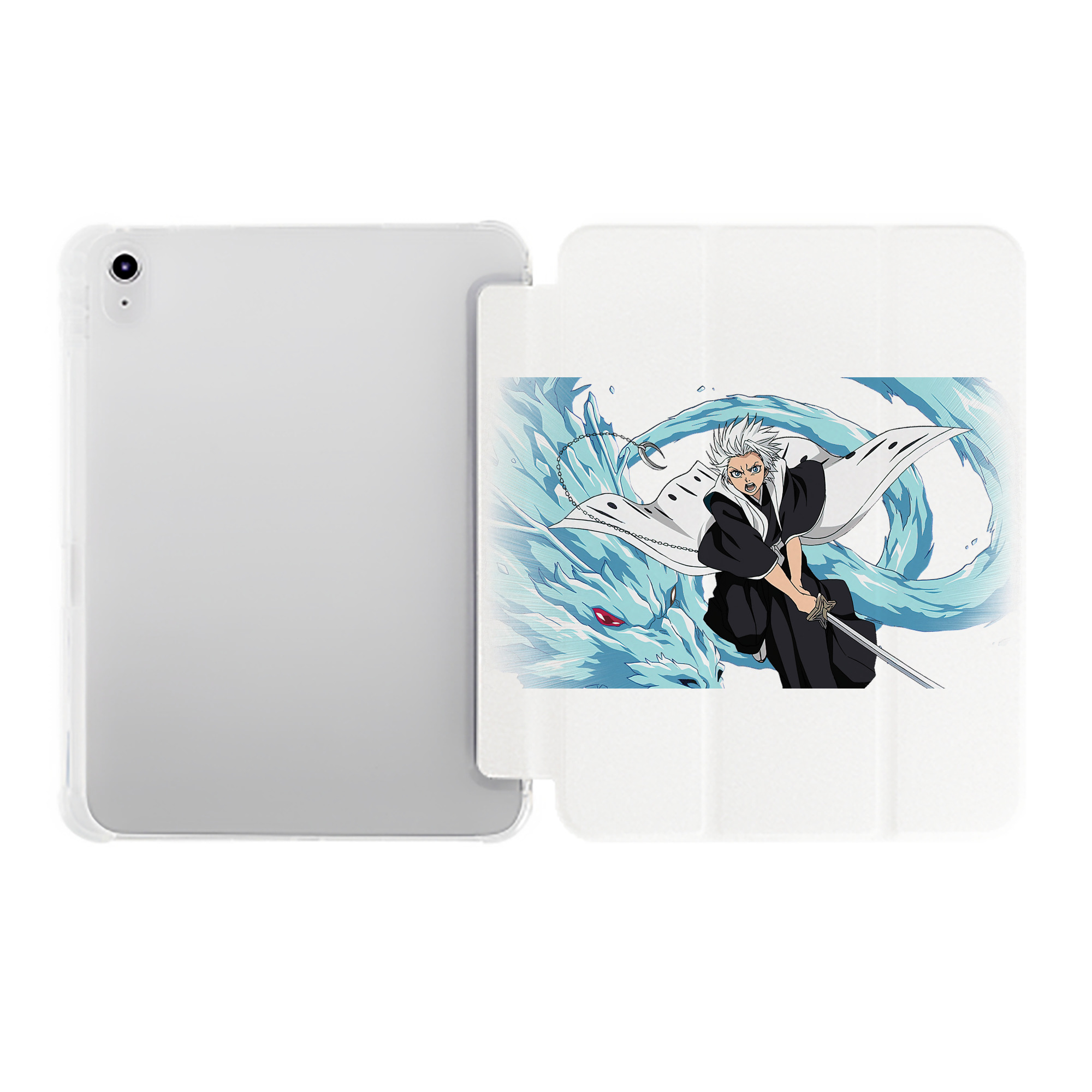 （画像用） ブリーチ 日番谷冬獅郎（ひつがや とうしろう） BLEACH Hitsugaya Toushirou IPad ケース ペン収納付き 三つ折りスタンド PUレザー×シリコン 対応機種9.5/10.5/10.9インチ